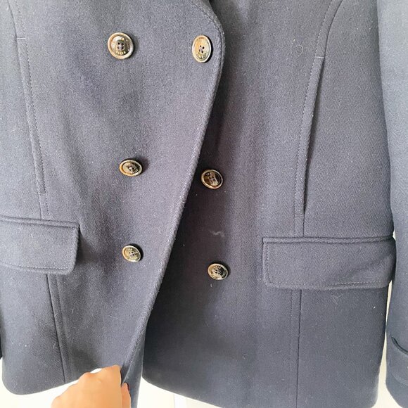 Men’s Ted Baker Navy Ossain Herringbone Wool Blend Peacoat Jacket, Size 4 Large - Picture 7 of 14